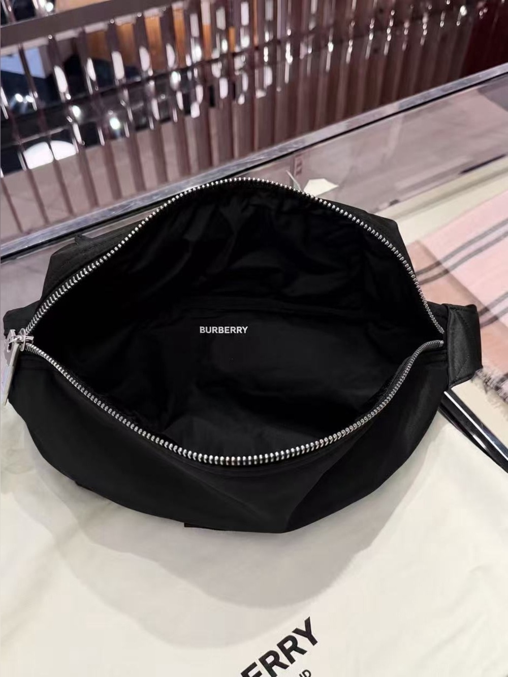Burberry Black Nylon Belt Bag with Logo Patch - Picture 7 of 8